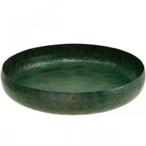 Stor dekorativ skål grønn antikk skål metall Ø38cm H7cm