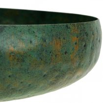 Stor dekorativ skål grønn antikk skål metall Ø38cm H7cm