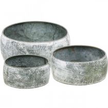 Dekorativ skål med fat i metall rund grå Ø22/18,5/14,5 cm