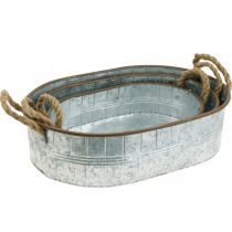 gjenstander Plantekrukke med håndtak, urteskål, arrangementsbunn sølv, brun L39/35,5/32 cm H10/8,5/7 cm sett med 3 stk.