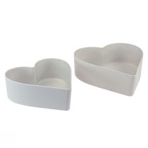Skål hjerte plast dekorativ skål hvit grå 24/21cm sett med 2 stk