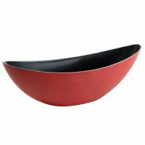 Dekorativ skål oval rød, svart 38,5cm x 12,5cm H10cm