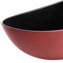 Dekorativ skål oval rød, svart 38,5cm x 12,5cm H10cm