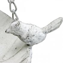 gjenstander Dekorativ skål for oppheng av blomsterkurv metall hvit L62cm Ø31cm