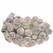 Dekorativ skål druer grå lilla krem 19×14cm H9,5cm