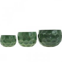 gjenstander Dekorativ bolle metallgrønn vintage planter Ø25 / 20,5 / 16,5 cm sett med 3 stk