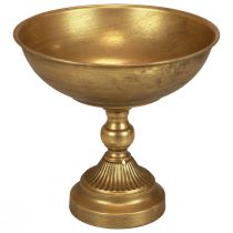 Skål med fot dekorativ metallskål gull Ø25,5cm H24cm