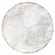 gjenstander Dekorativ treskive med bark hvit coaster kryssfiner Ø20cm