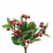 Mock berry bush kunstig rød med 7 grener