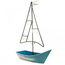 gjenstander Lykt metall skip maritim dekorasjon blå 38x14x55cm