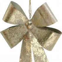 Sløyfer laget av metall, juleanheng, adventsdekorasjon gyllen, antikk utseende H18cm B12,5cm 2stk