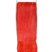 gjenstander Ribbon Crash dekorative bånd gavebånd rød 50mm 20m