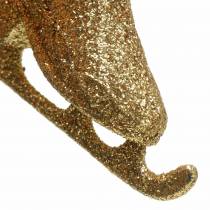 gjenstander Juletrepynt skøyte gull, glitter 8cm 12stk