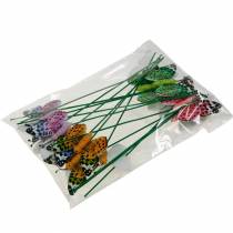 gjenstander Dekorativ sommerfugl på pinne blomsterplugg vårpynt 16 stk