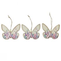 gjenstander Butterfly dekorative oppheng i tre lin 11,5x9,5cm 6stk