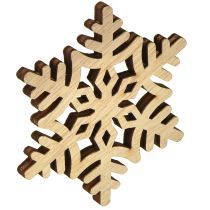 gjenstander Snøflak Tredekorasjon Hvit Naturfarget 3/5/7cm Assortert 36 stk