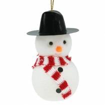 gjenstander Juletrepynt snømann med lue til oppheng H8cm 12stk