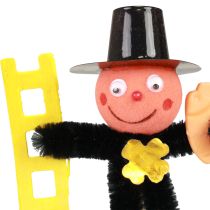 gjenstander Dekorasjon av skorsteinsfeier med blomsterpinne, lykkeamulett til nyttårsaften, 17 cm, 24 deler