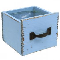 gjenstander Plantekasse treskuff lyseblå shabby 12,5×12,5×10cm
