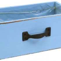 gjenstander Planteskuff tre lyseblå shabby chic plantekasse 25×13×8cm