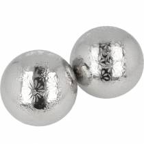 Flytende ball blomster sølvmetall Ø8cm assortert 4stk