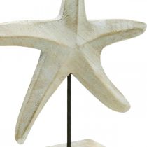gjenstander Sjøstjerner laget av tre, dekorativ skulptur maritim, sjødekorasjon naturlige farger, hvit H28cm