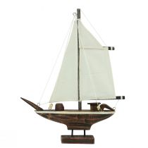 gjenstander Seilbåt dekorativt skip furu brun 22,5×4×29cm