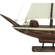 gjenstander Seilbåt dekorasjon skip furu brun 22,5×4×29cm
