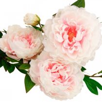 Kunstig Peony Silke Flower Lys Rosa, Hvit 135cm