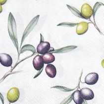 gjenstander Servietter borddekorasjon sommer olivengrønn lilla 25x25cm 20stk