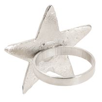 gjenstander Stjerneformede serviettholdere, serviettringer i sølvmetall, 7 cm diameter, 4 cm, 4 stk.