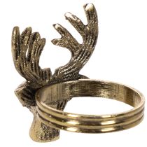 gjenstander Serviettring i metall med hjortehode i gullutseende, 6 cm, 4 stk.