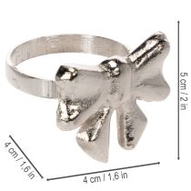 gjenstander Serviettring med sløyfe, metall, skinnende sølv, 5 cm, 4 stk.