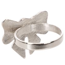 gjenstander Serviettring med sløyfe, metall, skinnende sølv, 5 cm, 4 stk.