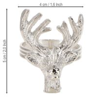 gjenstander Serviettringer sølvfarget hjort metall serviettholder Ø4cm 4 stk