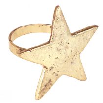 gjenstander Serviettringer stjerne gull antikk look metall 6,5cm Ø4cm 4 stk