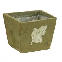 gjenstander Plantekasse tre shabby chic trekasse grønn 11×14,5×14cm