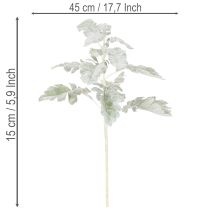gjenstander Kunstig Senecio-gren, sølvblad, intrikat utformet, 45 cm, 3 stk.