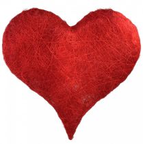 gjenstander Sisal hjertehjertedekor med sisalfibre i rødt 40x40cm