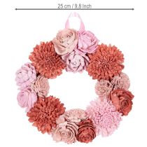 gjenstander Hengende blomsterkrans med rosa blomster for stilig dekorasjon av boareal, 25 cm