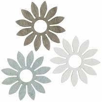 Sommerblomster tre dekorasjon blomster brun, lys grå, hvit streudeko 72stk