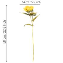 gjenstander Kunstig solsikke med realistiske blader og blomster, 58 cm, 3 stk.