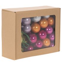 gjenstander Mini julekuler på ståltråd, speilblanke bær, fargerike, 40 mm, 32 stk.