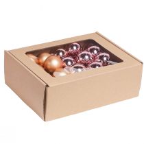 gjenstander Speilbær glasskuler tråd aprikos rosa Ø40mm 32 stk