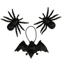 gjenstander Edderkopp, flaggermusfigurer sort 10cm, 14cm 3stk