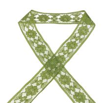 gjenstander Blondebånd grønt 25mm blomstermønster dekorativt bånd blonder 15m