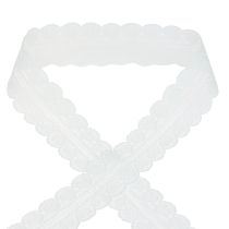 gjenstander Blondebånd hjerter dekorativt bånd blonder hvit 25mm 15m