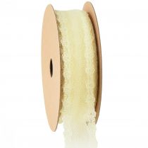 gjenstander Blondebånd bryllupsbånd dekorative bånd blonder gul 20mm 20m