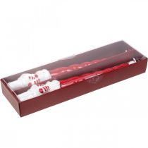 gjenstander Konisk snømannlys julerød 26cm 2stk