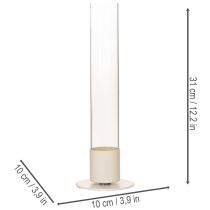 gjenstander Moderne konisk lysestake med glassylinder og base, 31 cm